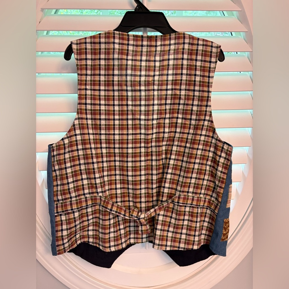 Vintage Casey & Max plaid patchwork embroidered sz small vest - Picture 5 of 9